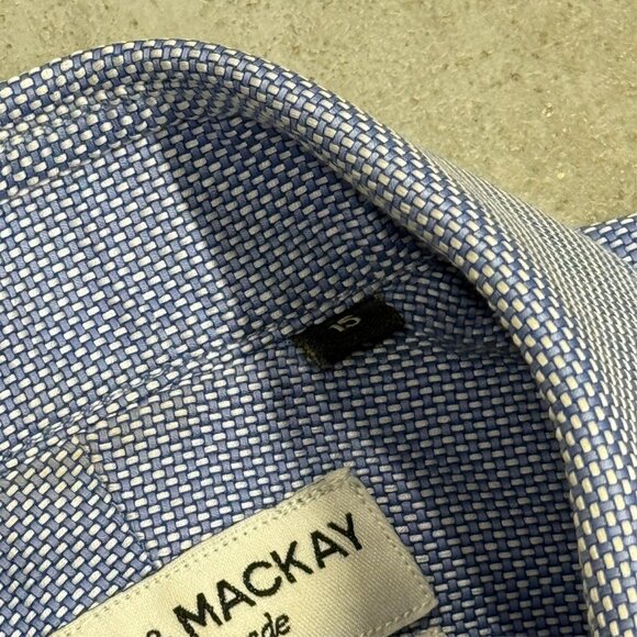 Spier & Mackay Handmade Slim Fit Dress Shirt Basketweave Pearl Buttons 15 Small - Picture 6 of 8